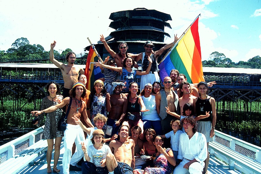 The Rainbow Caravan of Peace tribe in Torres de Ariau, Amazonas 1999