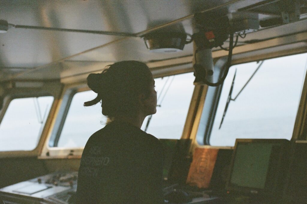 Sea Eagle's first Officer, Yuval Elroy, on the bridge
